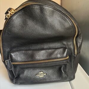 Coach Black Backpack with Gold Details